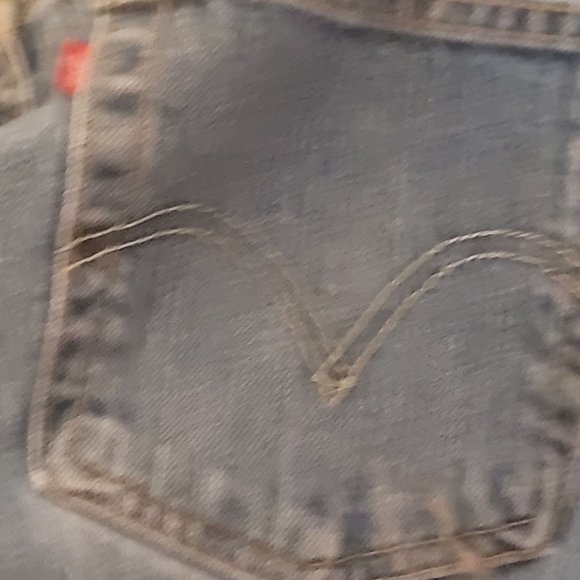 Levis 515 Dark Blue Bootcut Womens 16 Short Distressed Bottom Edge - Picture 4 of 15